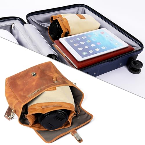 S-ZONE Soft Camera Bag DSLR Insert Handbag Drawstring Lens Case Compatible with Canon Nikon Sony - color: Brown, size: Large