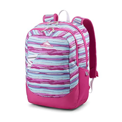 High Sierra Essential Backpack, Laptop Bookbag for Travel, Work, or School, Watercolor Stripes, One Size - color: Watercolor Stripes