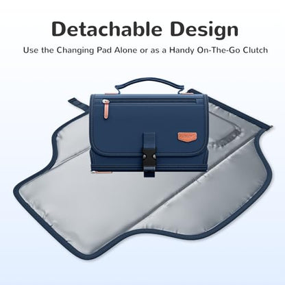 Portable Diaper Changing Pad with Shoulder Strap, Detachable Travel Changing Pad with Baby Wipes Pocket, Gifts for Baby Shower, Newborn Girls and Boys (Royal Blue) - color: Royal Blue