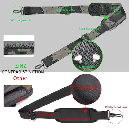 ZINZ 79 inch Shoulder Strap, Extra-thick Fixed Cushion Pad and Dual Clasps Universal Replacement Strap with Metal Swivel Hooks for Laptop Bags, Luggage Bags, Camera, Crossbody(Camouflage Gray) - color: Camouflage Gray