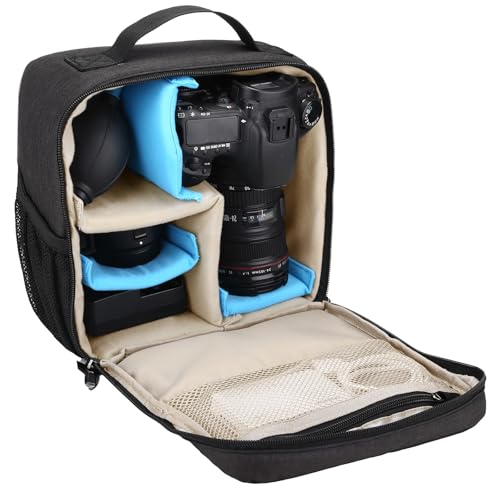 BAIGIO Camera Insert Bag Inner Case High-Capacity Shockproof and Water-resistant DSLR SLR Camera Inner Bag Foldable Protective Bag Inner Camera Organizer with Handle (Black 2) - style: Black Camera Bag Insert