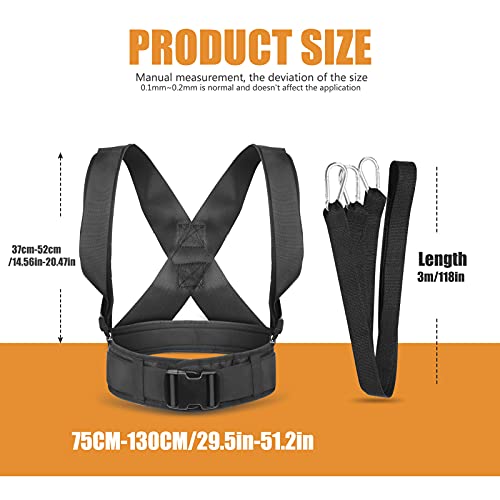 Sled Pulling Harness, Tire Pulling Harness with Pull Strap for Resistance Training, Adjustable Padded Shoulder Strap - color: 9.8FT