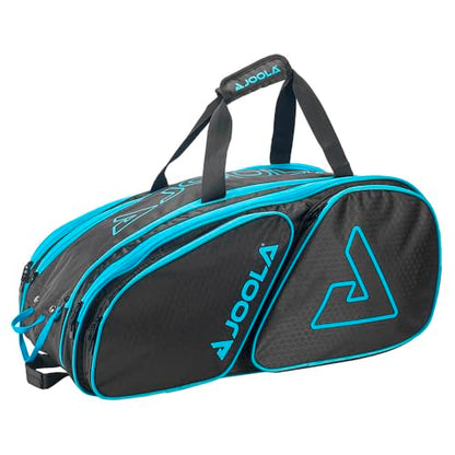 JOOLA Tour Elite Pickleball Bag – Backpack & Duffle Bag for Paddles & Pickleball Accessories – Thermal Insulated Pockets Hold 4+ Paddles - Includes Fence Hook - color: Black/Light Blue
