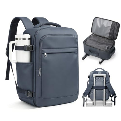 VGCUB Vacuum Backpack Travel with Pump, 40L Carry On Travel Backpack Flight Approved TSA, Vacuum Seal Compression Bags for Clothing, Waterproof Personal Item Bag for Women Men Royal Blue - color: A-royal Blue With Vacuum Bag
