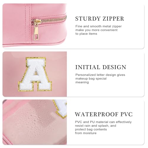 YOOLIFE Travel Clear Makeup Bag Toiletry Bag, Make up Bag Waterproof Toiletry Bags for Women Cosmetic Bag Preppy Stuff Birthday Gifts for Women Personalized Pink Mother Girlfriend Wife Gifts Letter G - color: Large-Pink, style: G