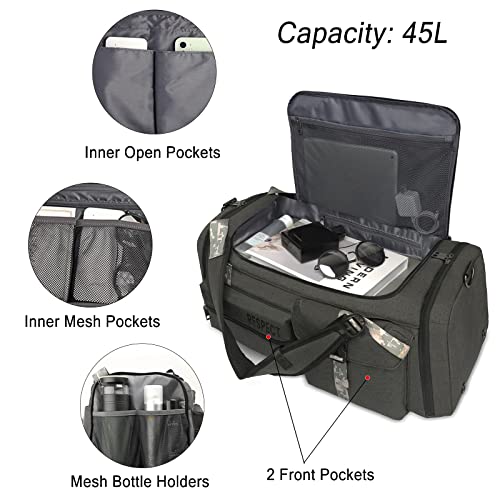 Gym Bags for Men Gym Duffle Bag Backpack 3-Way Sports Duffel Bags for Men with Shoe Compartment & Wet Pocket - color: gray