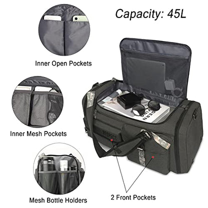 Gym Bags for Men Gym Duffle Bag Backpack 3-Way Sports Duffel Bags for Men with Shoe Compartment & Wet Pocket - color: gray