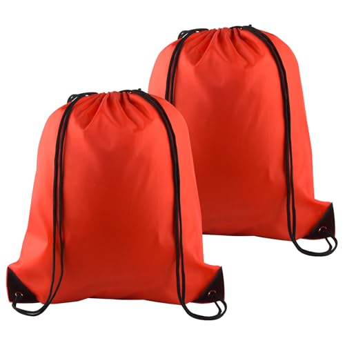 PLULON 2Pcs Drawstring Bags Bulk, Red Drawstring Backpack String Backpack Cinch Sack Sport Gym Backpack Bags for Yoga Traveling Outdoor Sports - color: Red