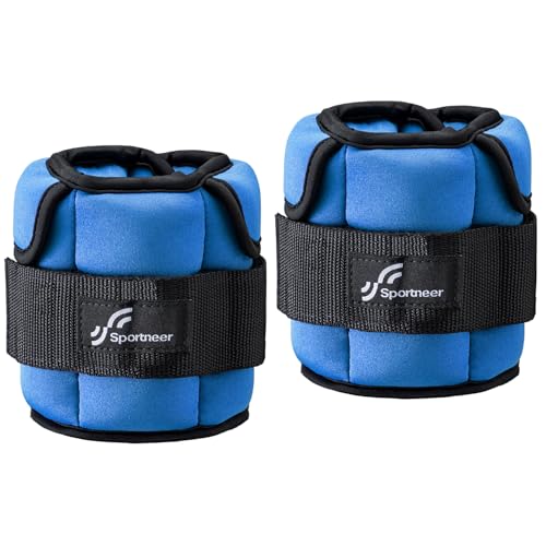 Sportneer Adjustable Ankle Weights for Women and Men：1 Pair 1 2 3 4 6 7 8 10 lbs Upgraded Easily Adjustable Leg Weight, Weighted Wrist Weight Strap for Gym, Fitness, Workout, Walking, Dancing