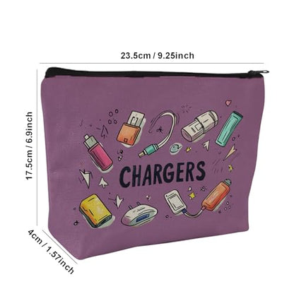 Plugs Cables & Chargers - Makeup Bag for Women Travel - Zipper Cosmetic Storage Bag with Vibrant Designs, Soft Fabric & Multi-Use Functionality (Gift for Birthdays, Graduation, Christmas) (Style G) - style: Style G