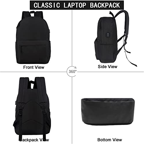 SUPACOOL Lightweight School Backpack with Pencil Pouch, Backpack for School Boys and Girls(Black backpack set) - color: All Black, size: 20L
