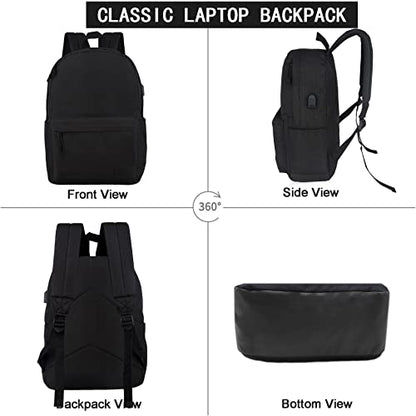 SUPACOOL Lightweight School Backpack with Pencil Pouch, Backpack for School Boys and Girls(Black backpack set) - color: All Black, size: 20L