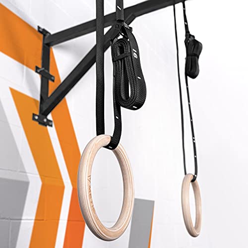 METIS Wooden Gym Rings [Pair] - Gymnastics Equipment for Calisthenics & Crossfit | Pair of Wooden Rings for Home Gym Equipment | Olympic Gymnastics Rings