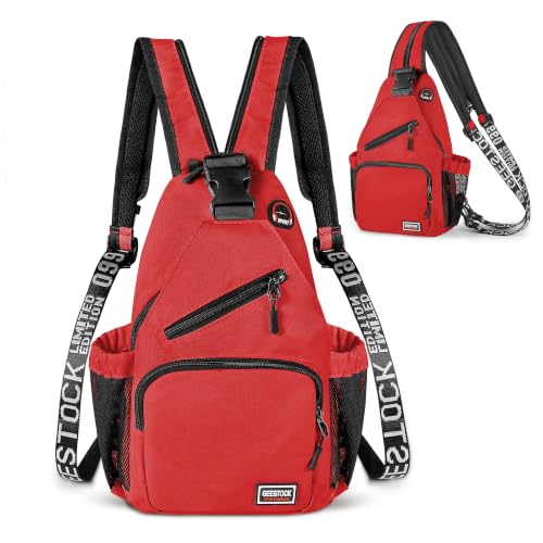 Crossbody Backpack Convertible Sling Bag for Women Men with Adjustable Strap Small Casual Daypack for Hiking Traveling (Large, 13-Inch, Red) - color: Red, size: 12.99-Inch