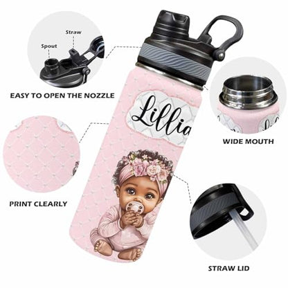 Custom Diaper Bag for Girls Personalized Diaper Bag Backpack &Insulated Water Bottle with Name Custom Monogram Baby Travel Bag Nursing Diaper Mommy Backpack with Adjustable Shoulder Straps Nappy Bag - color: Design 01
