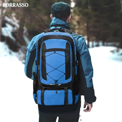 75L Hiking Backpack Trekking Rucksack Waterproof Daypack Durable Backpack for Women Men Camping Climbing Travel Outdoor Sports Blue - color: Blue