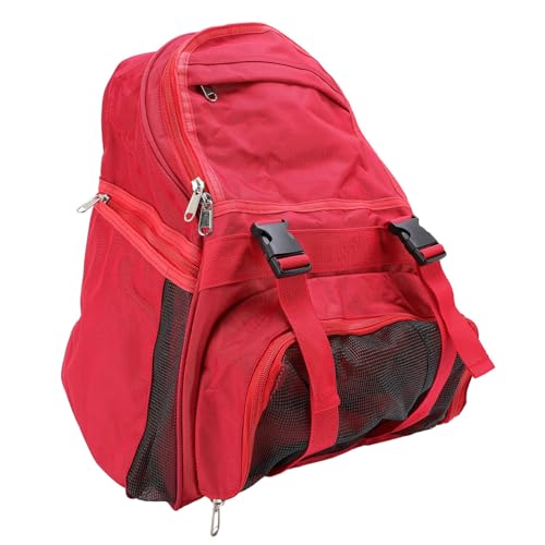 Focket Sports Backpack, Large Capacity Oxford Cloth Ventilated Compartments Football Backpack, Basketball with Insulated Side Pockets for Sports Equipment Clothing Towel Storage - color: Red