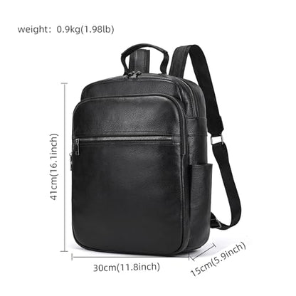 LUUFAN Genuine Leather Shoulder Bag for Men Casual Backpack Slim Daypack Laptop Rucksack Business Travel Outdoor Bag - color: 8017h-black