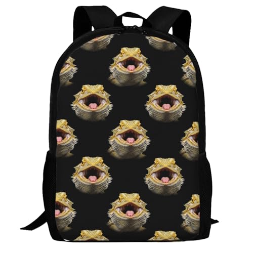 Travel Daypack Bearded Dragon Lizard, Quick-Access Pocket, Side Bottle Holder, for Active Adults - color: Design (410)