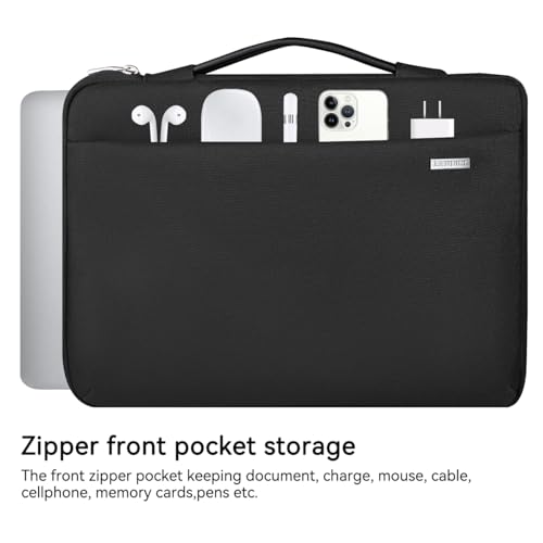 LANDICI 360°Laptop Sleeve Case 14 15 Inch Compatible with MacBook Air 15 M2/M3/M4 2022-2025, MacBook Pro 15, Hp chromebook 14, Waterproof Computer Bag Cover with Handle, Black - color: New Black, size: 14-15 inch