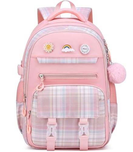 MOMUVO Girls Backpack with Lunch Box, Kids Backpack with Lunch Box, School Bags for Girls Kindergarten Elementary Preschool Middle School - color: Pink Sets