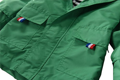 M2C Boys Girls Hooded Cotton Lined Rain Jacket Light Windbreaker - color: Green, size: 3T