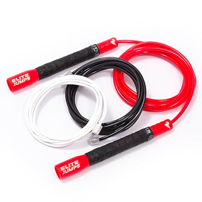 Elite Jumps Freestyle PVC Jump Rope Bundle - Premium Quality Adult Jump Ropes for Fitness - Lightweight Cardio Skipping Jump Rope for Exercise and Training - Unbreakable Grip Tape Handles - color: Red