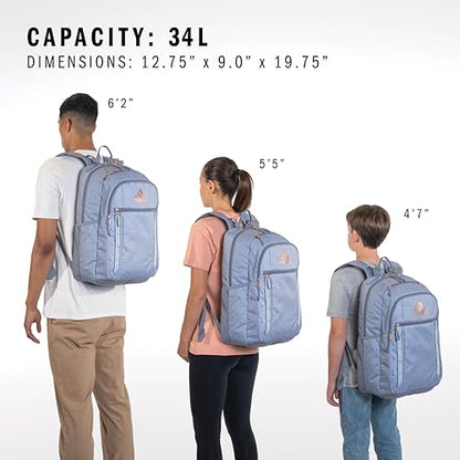 adidas Excel 7 School Backpack for Laptop, Gym and Travel, 34L, Preloved Violet/Wonder White/7.5, OSFA - color: Preloved Violet/Wonder White/7.5, size: One Size