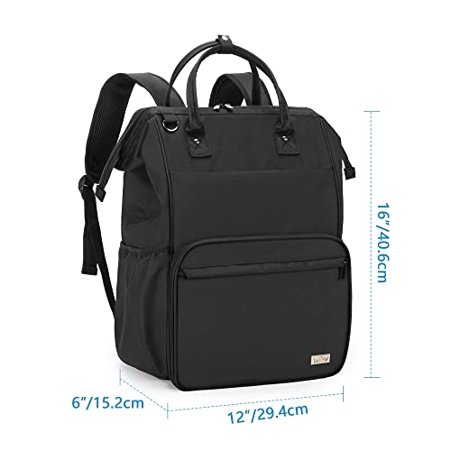 LoDrid Nurse Backpack, Heavy Duty Work Backpack for Men & Women, Steel Frame Top, 15.6" Laptop Layer, Zip-Top Closure & Inner Padded, Black - color: Black