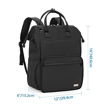 LoDrid Nurse Backpack, Heavy Duty Work Backpack for Men & Women, Steel Frame Top, 15.6" Laptop Layer, Zip-Top Closure & Inner Padded, Black - color: Black