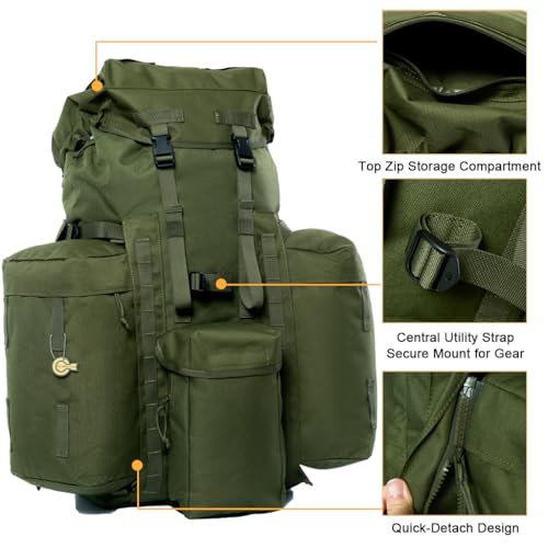 MT PLCE Tactical Backpack with Internal Frame, Military Rucksack for Outdoor, Hiking, Survival Olive Drab - color: Od