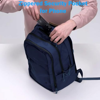 PUREVAVE Laptop Backpack with YKK Zippers for Men and Women - color: Navy Blue