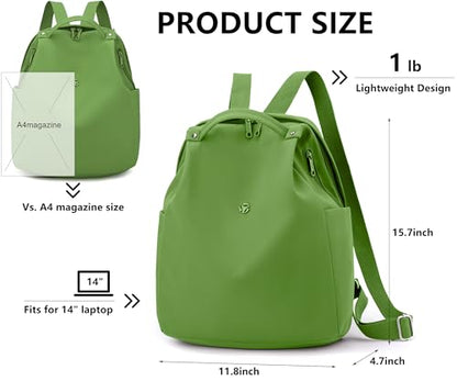 Mini Nylon Women Backpacks,Small Ladies backpacks Casual Lightweight Shopping Travel Daypack (Green) - color: Green