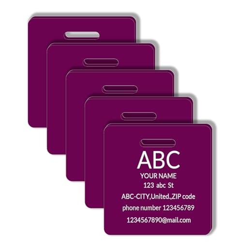 Custom Engraved Luggage Tags, Waterproof Personalized Luggage Tags, Acrylic Personalized Bag Tags for Suitcases/Backpack/Luggage Accessories (Square, Purple-A, 2 x 2 inches, Herringbone) - color: Purple-a, size: 2 x 2 inches, style: Square