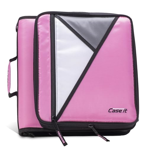 Case-it Universal Zipper Binder | 2-Inch O-Rings, 13-Inch Laptop/Tablet Padded Pocket, 400 Sheet Capacity, Multiple Storage Pockets & Shoulder Strap | School & Office Organizer | LT-007 Light Pink - color: Light Pink, size: 1 Pack