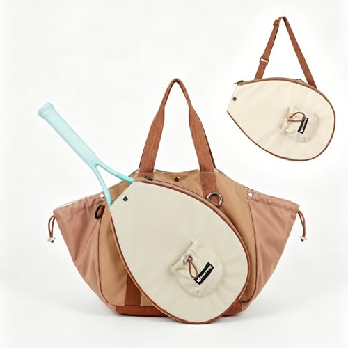 Smartway Pickleball Tote Bag for Women with Detachable Racket Sleeve - color: Brown