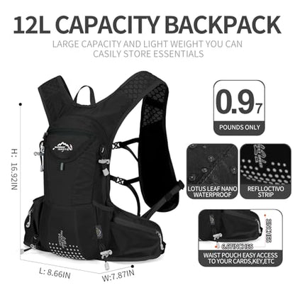 IX INOXTO Hydration Pack Backpack, Lightweight Water Backpack with 2L Hydration Bladder Daypack for Men Women,Running Hydration Vest for Trail Running Hiking Cycling Race Climbing - color: All black
