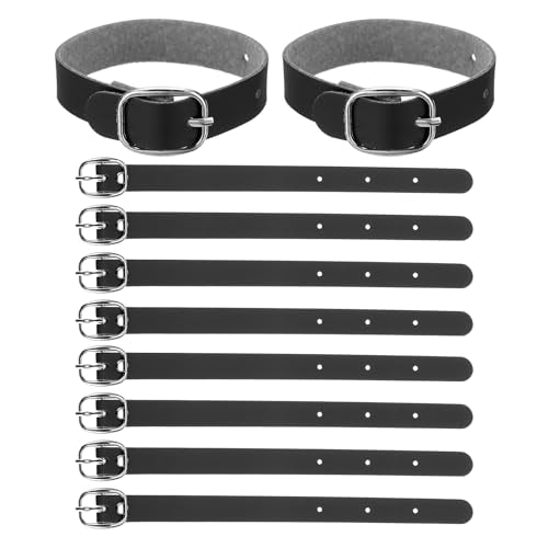PATIKIL Luggage Tag Strap, 10 Pcs PU Leather Extender Buckle Straps Luggage Tag Luggage Strap Tag Holder Adjustable for Suitcase Hanging Accessories Travel, Black - color: Black