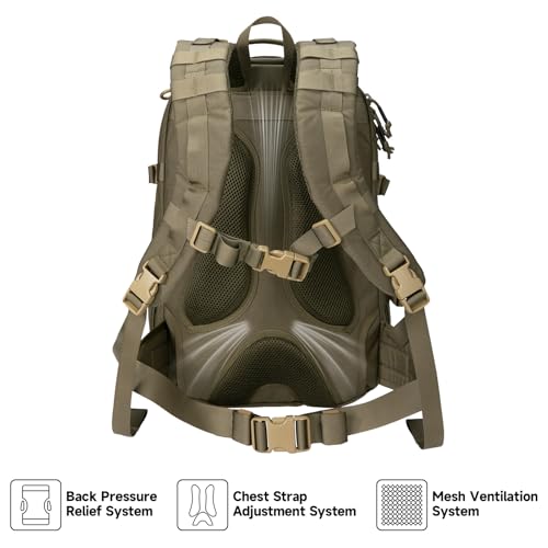 EXCELLENT ELITE SPANKER 40L Tactical Military Backpack for Men and Women Large Rucksack Assault Pack Bag for Outdoor Camping, Hiking(Ranger Green) - color: Ranger Green