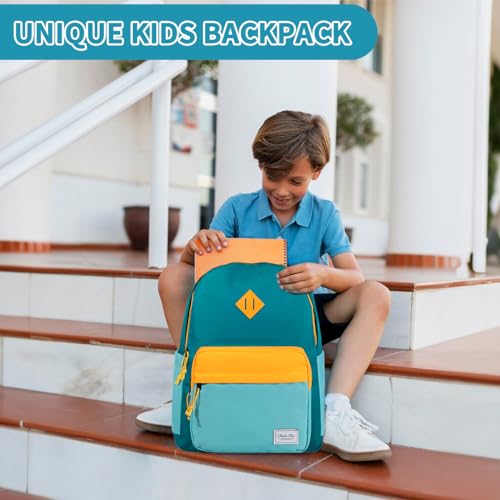Chase Chic Kids Backpack for Boys - 17 inch School Backpacks for Toddler Girls Fits 6 to 12 Years Old - Lightweight Water Resistant Preschool Bookbag for Travel Daycare (Green Blue) - color: Green&blue
