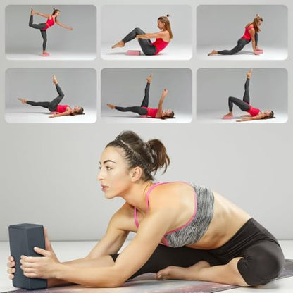 Yoga Blocks 2 Pcs, 9"x6"x3" Yoga Brick Foam Blocks EVA Foam Block Yoga Props Accessories for Yoga Pilates Stretching and Meditation - color: Grey