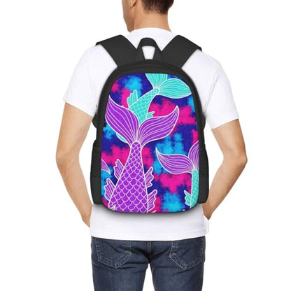Slim Anti Theft Laptop Backpack Mermaid Tail Purple, Large Volume Travel Daypack Durable Polyester Carry Bag for Office Business Outdoor Trekking - color: Design (873)