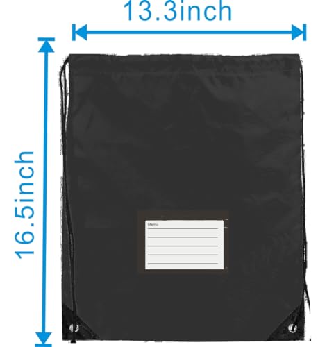 Drawstring Backpack Bulk 20 Pcs Draw String Bags DIY Gym Sports Traveling Yoga Cinch Bag Sackpack Drawstring Memo Card (black) - color: Black