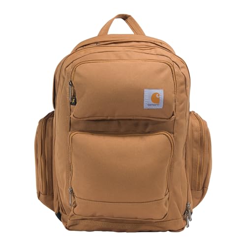 Carhartt 35L Triple-Compartment Backpack, Durable Pack with Laptop Sleeve and Duravax Abrasion Resistant Base, Carhartt Brown - color: Carhartt Brown