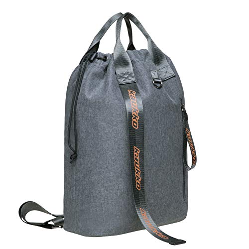 KAUKKO Drawstring Sports Backpack Gym Yoga Bag Shoulder Rucksack for Men and Women KH02-GREY,19.1L - color: H02-grey