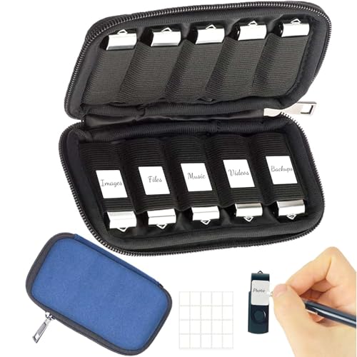 Flash Drive Case JBOS USB Holder Storage Bag,Thumb Drive Caes, Jump Drive Case, USB Organizer - color: Blue-10 Slots