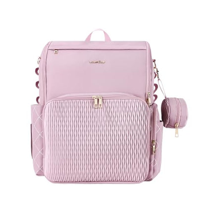 Stylish Baby Diaper Bag, Baby Bag with Changing Pad, Pacifier Case& Stroller Straps, Large Diaper Backpack Boy Girl, Water Resistant Travel Diaper Backpack（Lavender） - color: Lavender