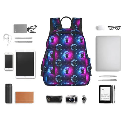 Compact Urban Commute Backpack Space Black Cat, Slim Fit Laptop Daypack for Office Business Casual Daily Wear Men Women - color: Picture (223)