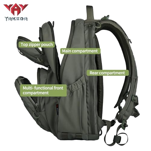 vAv YAKEDA 500D NylonTactical Military Backpack for Men,Fit 12.6-15.6 inches Laptop, Daily Bag for Hiking,hunting,running (Green) - color: Green