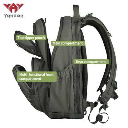 vAv YAKEDA 500D NylonTactical Military Backpack for Men,Fit 12.6-15.6 inches Laptop, Daily Bag for Hiking,hunting,running (Green) - color: Green